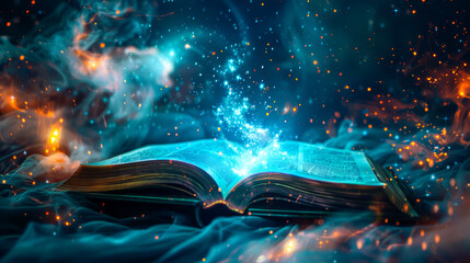 Space Library Featuring a Shining Book
