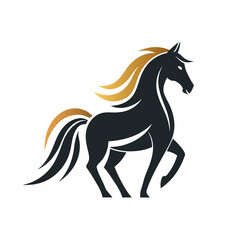 Elegant horse logo icon vector art illustration