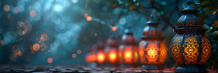 Happy Eid al-Adha Social Media Post with Islam,
Ramadan traditional lantern in futuristic...