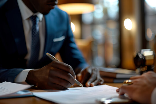 Lawyer explaining legal principles to a client, emphasizing the importance of presenting a strong case in court