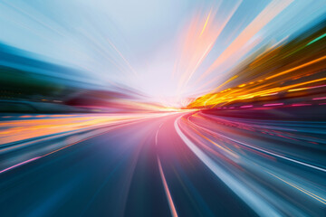 car on the road with motion blur background