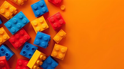 Toy blocks isolated on orange background