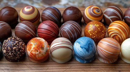 Marbled chocolates candies beautifully presented