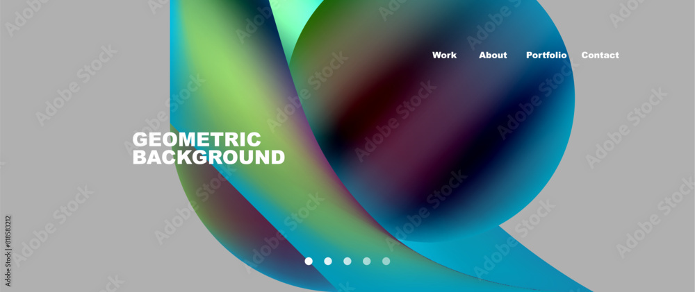 Poster Bright multicolored geometric abstract shapes. Minimal trendy simplicity concept. Modern overlapping forms