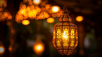 Ornamental Golden Lantern Hanging
