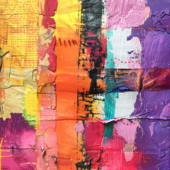 abstract background color collage paper art from torn bits of painted papers. 