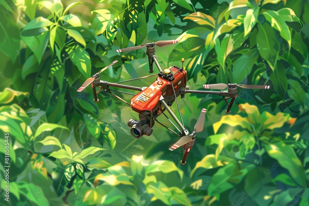 Poster agritech farming with smart drones for efficient crop analysis and precision agriculture using autom