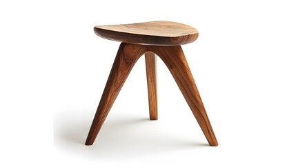 A stool with three legs, made of solid wood and designed in the style of minimalism.
