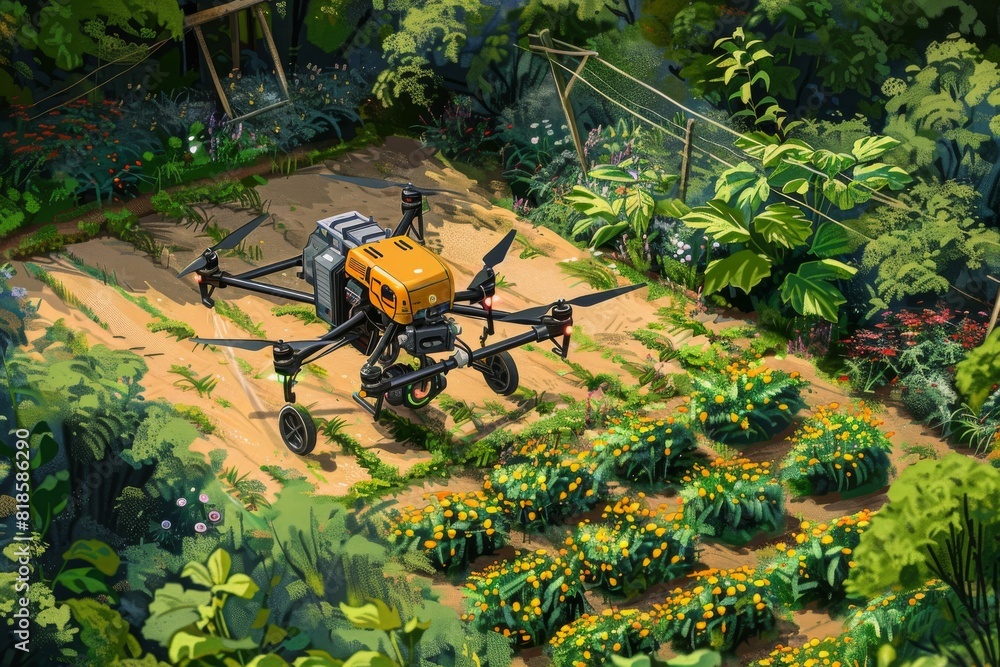 Poster efficient crop analysis in smart farming with drones and automated agritech operations using modern 