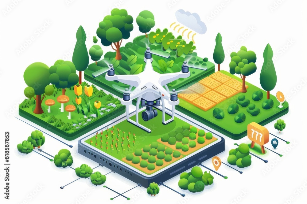 Poster smart agritech operations with efficient drones for precision crop analysis and automated farming us