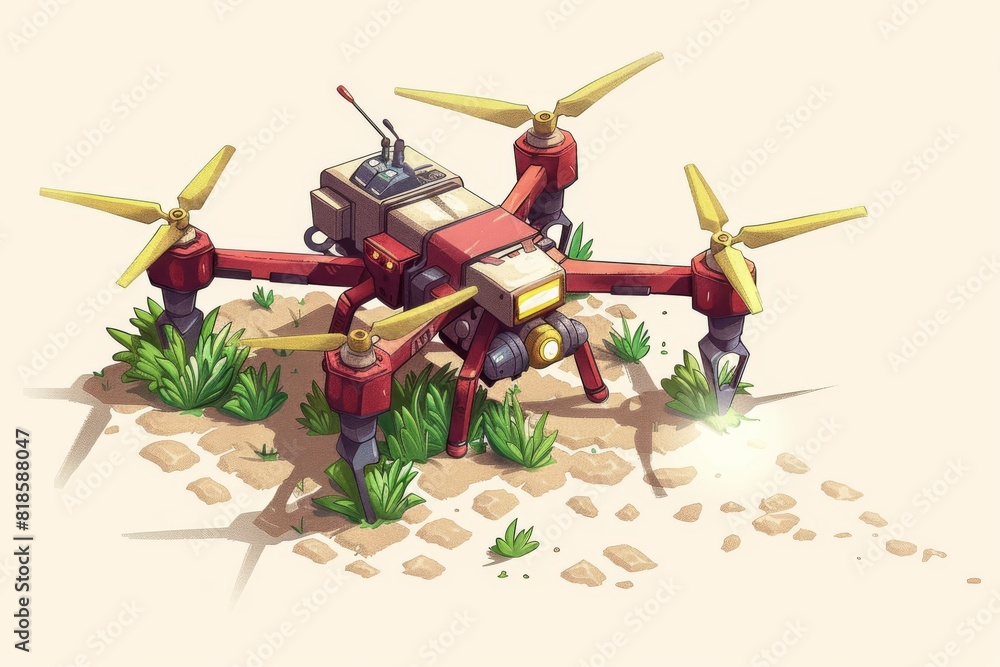 Poster agritech technology for precision farming with efficient drones and automated crop analysis in moder