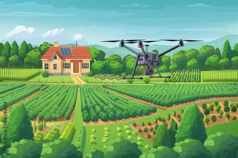Poster efficient agritech operations with smart drones for precision crop analysis and automated farming us