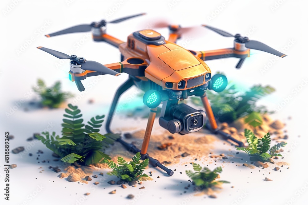 Poster precision farming technology with efficient drones for smart crop analysis and agritech operations u