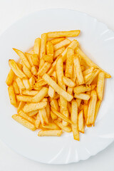 french fries on the white plate