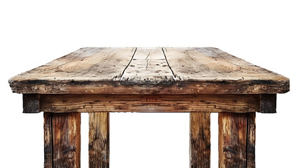 "Aged Wooden Table with Transparent White Background", "Aged Wooden Table on Transparent White Background"