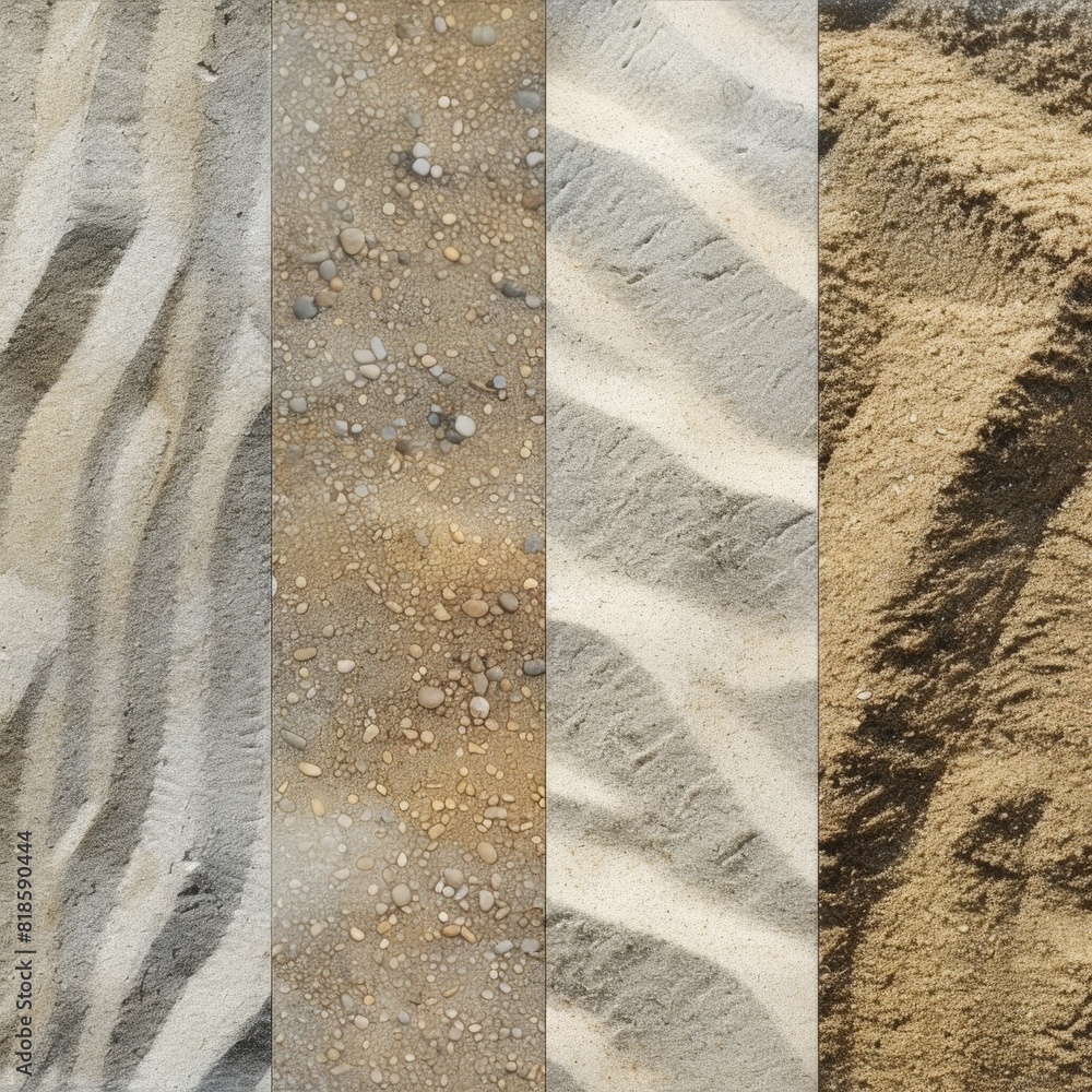 Poster four different sand textures, each with a unique pattern and color