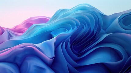 Abstract Wave in Cool Blue Tones A Fluid Symphony of Shapes and Gradients