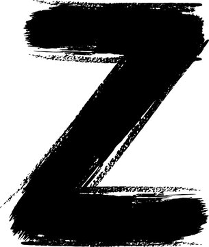 Hand Drawn Dry Brush Font Z. Modern Lettering. Brushstroke Z Letter Logo Design, Grunge Style Alphabet. Letter Z. Handwritten by dry brush. Rough strokes font. Vector illustration. Grunge alphabet Z