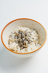 bowl with rice and black sesame