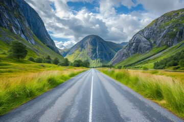 Fototapeta premium Road between dramatic mountain landscape