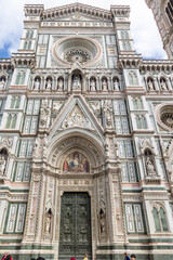 Florence, Italy - April 10, 2024: Florence cathedral with surrounding area full of tourists in...