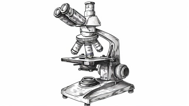 A hand-drawn illustration of a microscope, symbolizing its importance in education, business, and scientific research.

