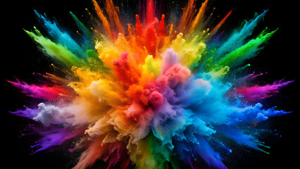 a vibrant image depicting an explosion of rainbow colors.