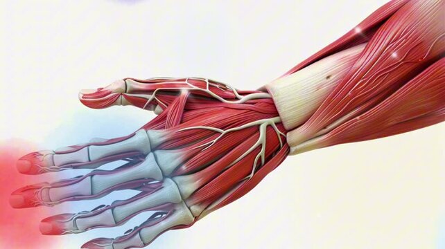 anatomy of human body parts. 3d illustration of human hand anatomy