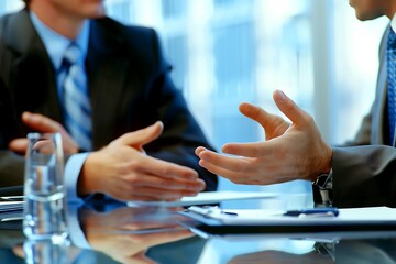 Businessmen discus the project.