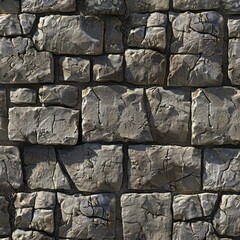 A wall made of stone with many cracks and holes