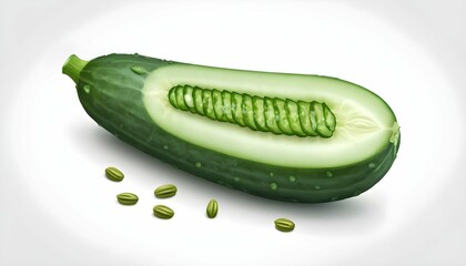 A cucumber icon with green skin and seeds upscaled_3