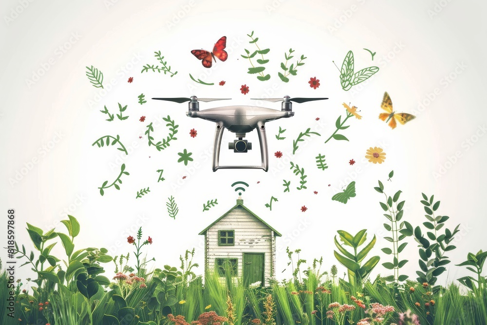 Poster efficient water use with isometric sensor technology in modern farming, featuring vector analysis an