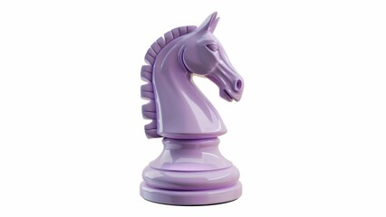 chess horse piece 3d icon, light purple colors, white background