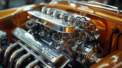 See a lifelike representation of a supercharged engine in this image mockup, Generated by AI