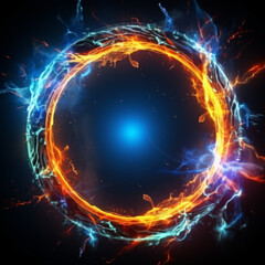 Blue and orange circular lightning on white background