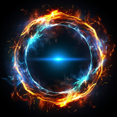 Blue and orange circular lightning on white background