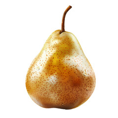 A ripe dew kissed pear against a white backdrop