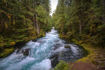 waterfall in the mountains