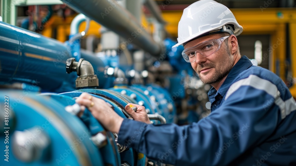 Poster an engineer troubleshoots production line issues, their problem-solving skills essential for maintai