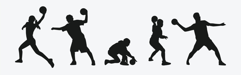 Dodgeball players silhouette. isolated on white background. Vector illustration. © Irkhamsterstock