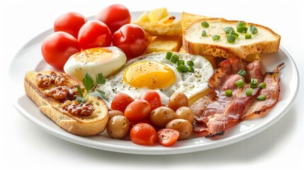 english breakfast, isolated on white background