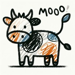 Child Drawing a Very Cute and Adorable Cow