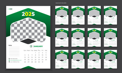 2025 Calendar Design Template Vector Magnet Calendar Design for your travel agency happy new year celebrate 