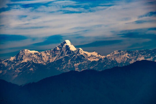snow covered mountains, Nanda Devi mountain range, Kausani, Uttarakhand, India
