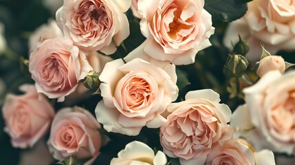 Elegant Pale Pink Roses Clustered Together, a Soft Floral Background. Perfect for Invitations and Romantic Settings. Subtle Beauty Captured. AI