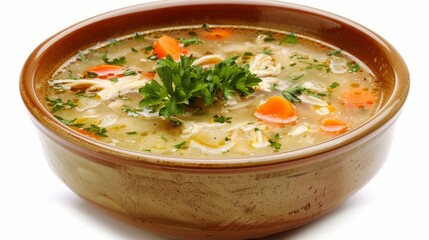 chicken soup, isolated on white background