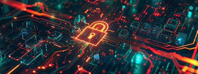 Cyber Lock on High-Tech Circuit Board