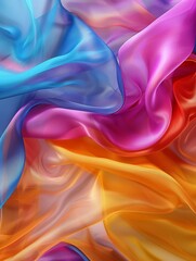 Fototapeta premium Abstract background with colorful silk waves.A soft and elegant fabric with abstract waves
