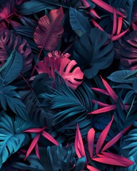 Vibrant Tropical Leaves with Neon Colors