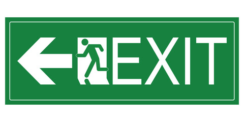 Green emergency fire exit sign.